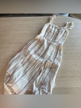 Reformation cream and white striped linen midi dress size 2